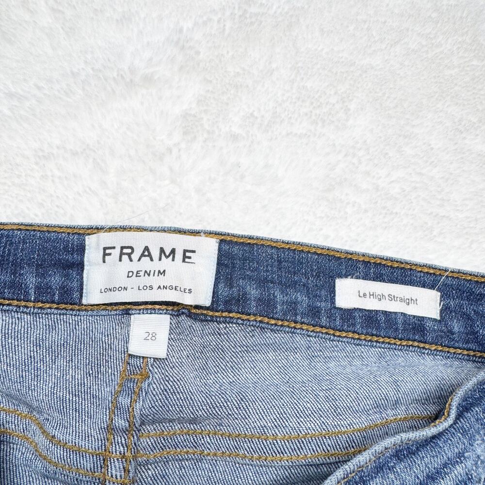 FRAME Denim Le High Straight High Rise Cropped Distressed Blue Jeans size 28 - Picture 8 of 10